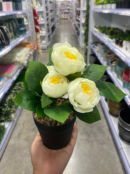 Maceta con rosa /Artificial