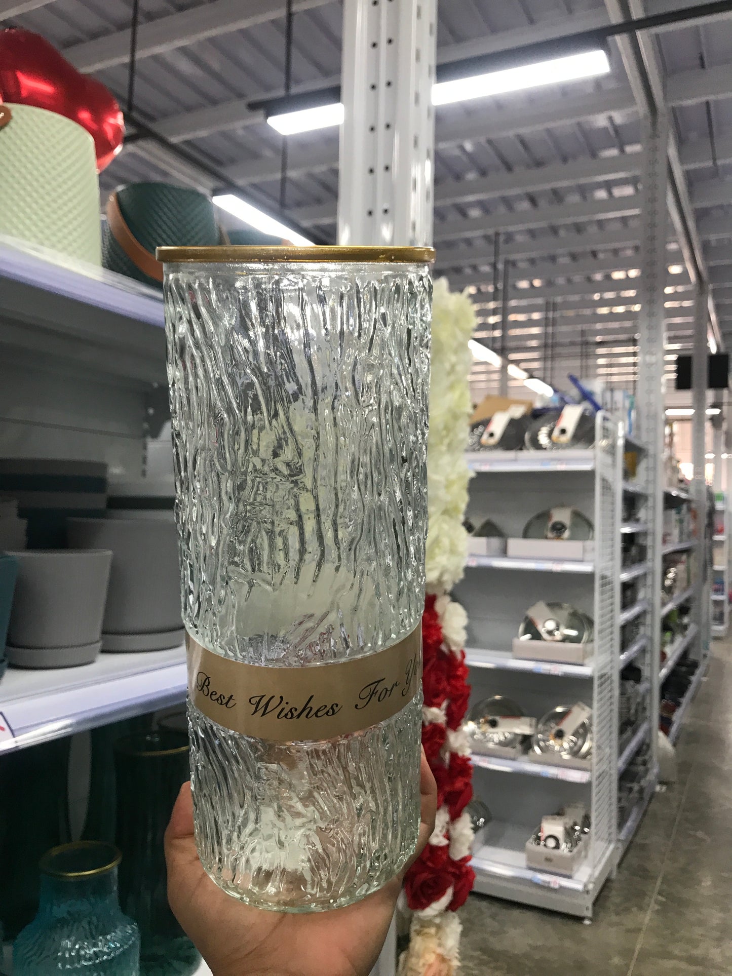 Florero/vidrio/diagonal