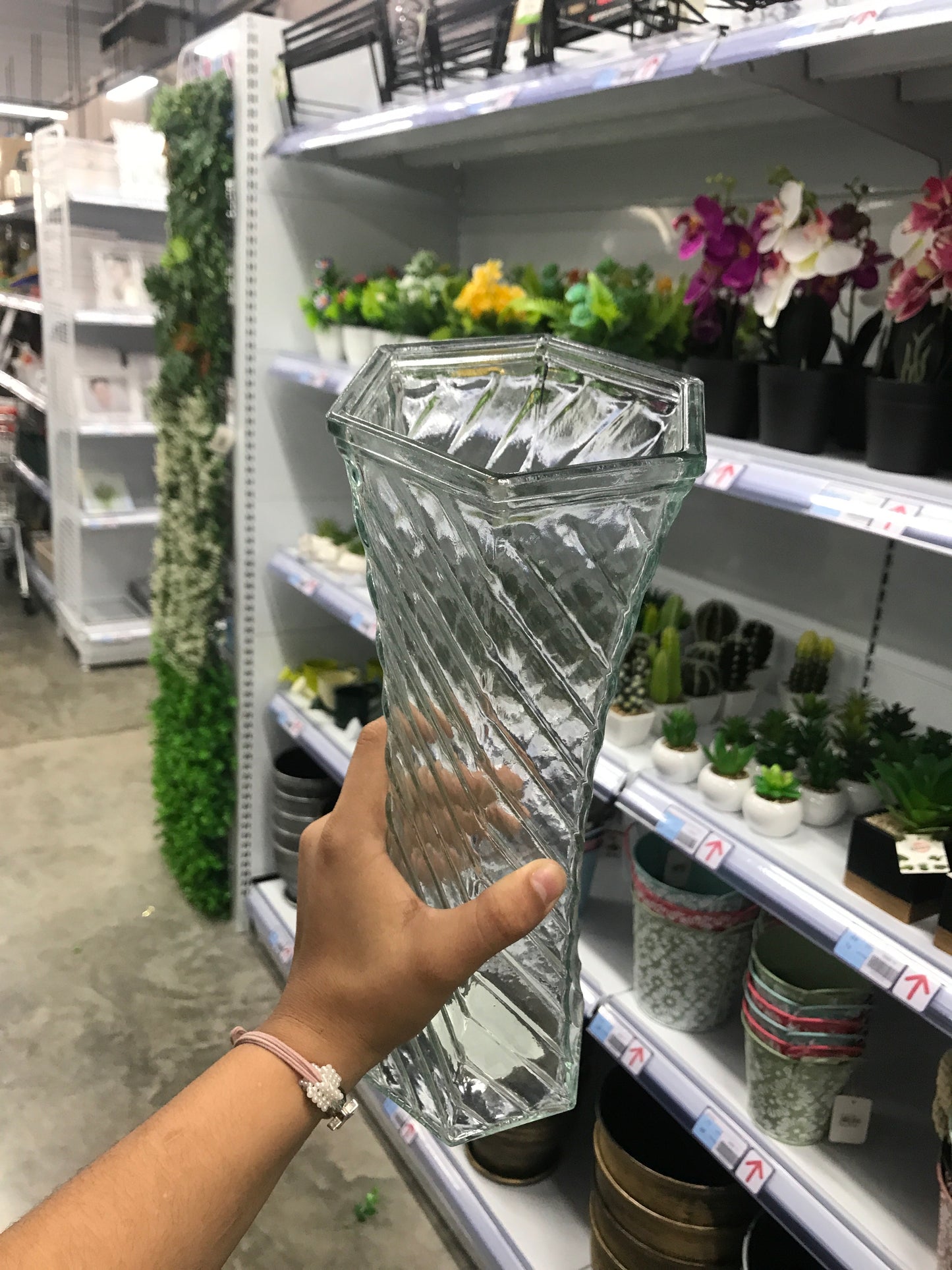 Florero/vidrio/diagonal