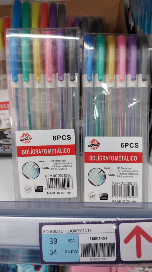 Bolígrafo metálico 6pc