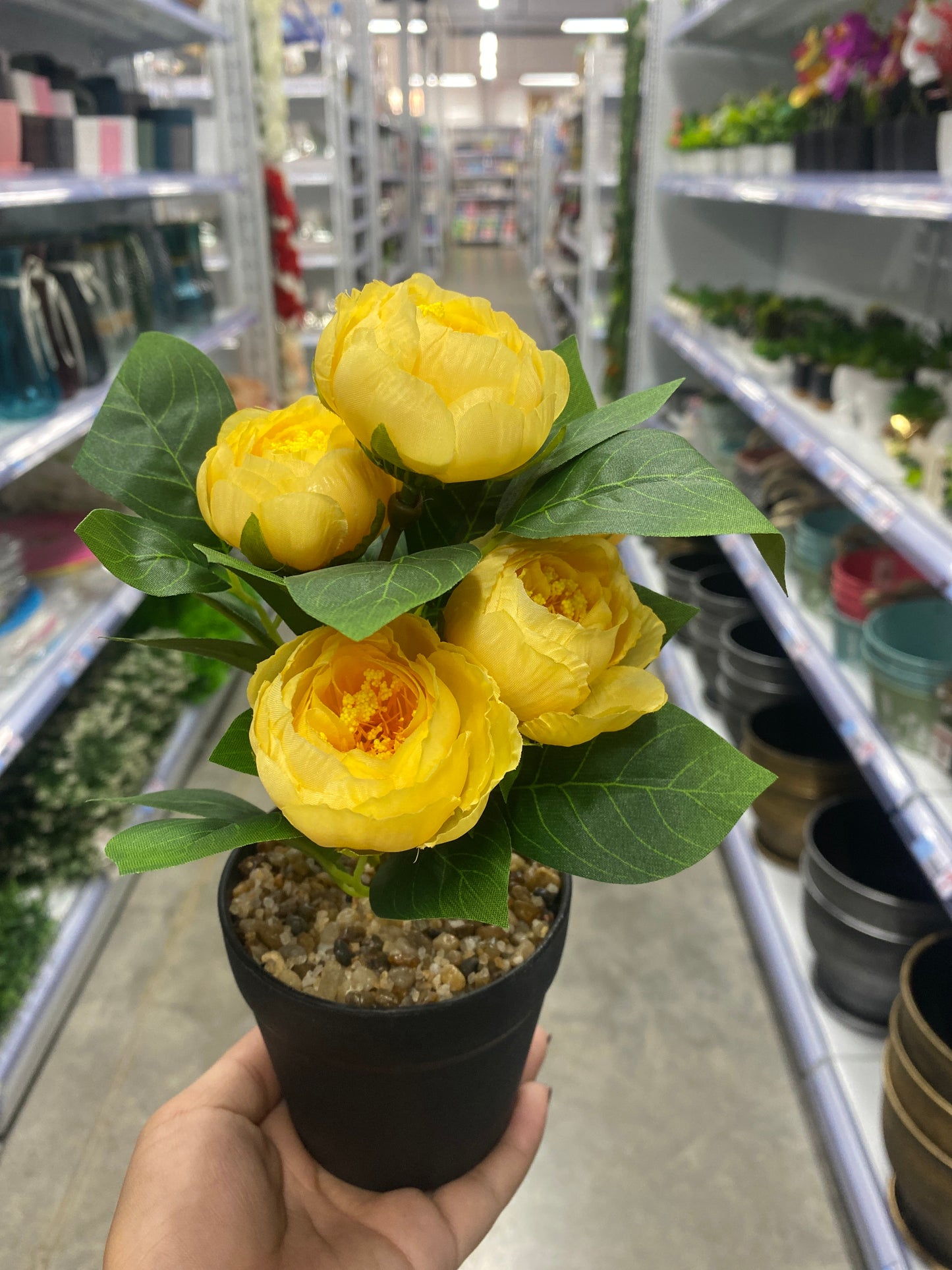 Maceta con rosa /Artificial