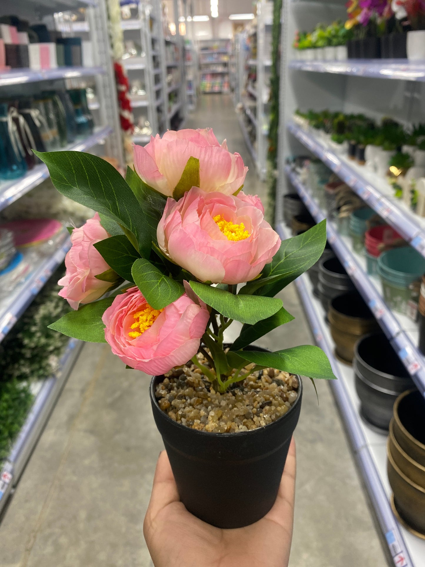 Maceta con rosa /Artificial