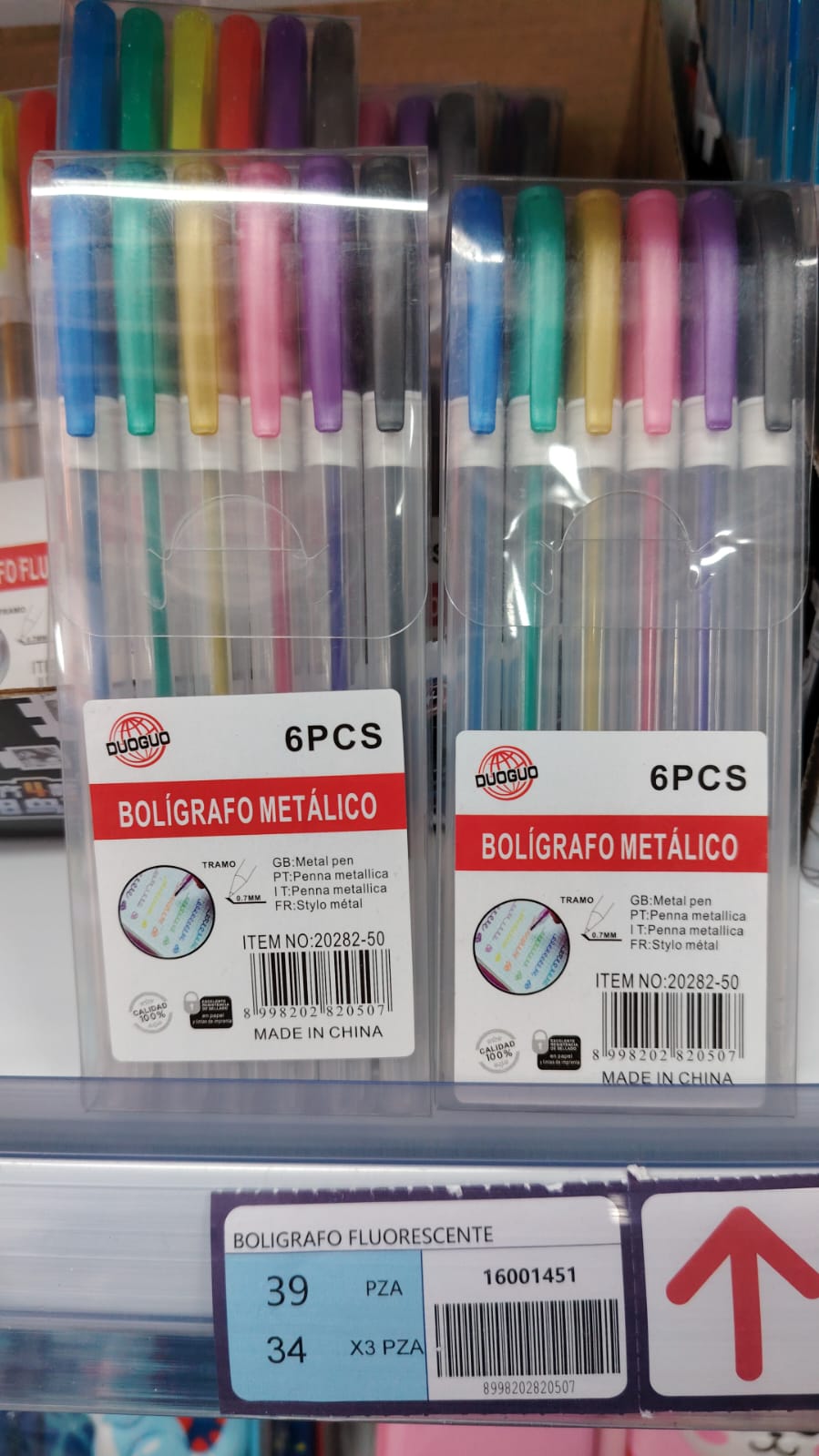 Bolígrafo metálico 6pc